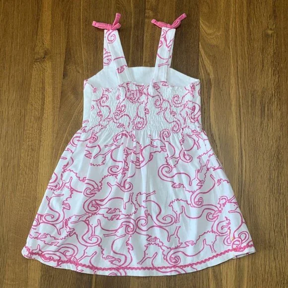 HATLEY Seahorse Sun Dress Girls 18-24 Mos Toddler Girl Beachy White Pink Pockets - Picture 2 of 6
